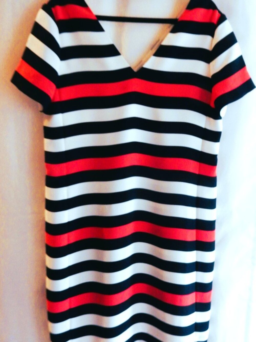 A/X Armani Exchange Black, Red, & White Striped Knit Dress in Size 10